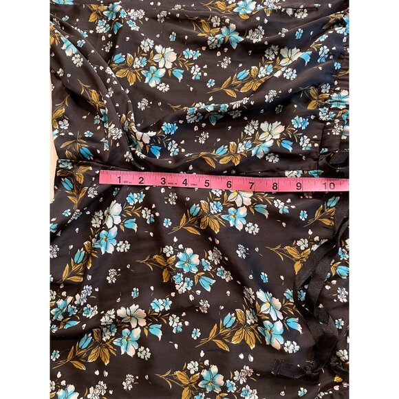 LOFT Sleepwear Floral Satin Pajama Pants Large Dark Cottagecore Romantic Dainty - Picture 10 of 12